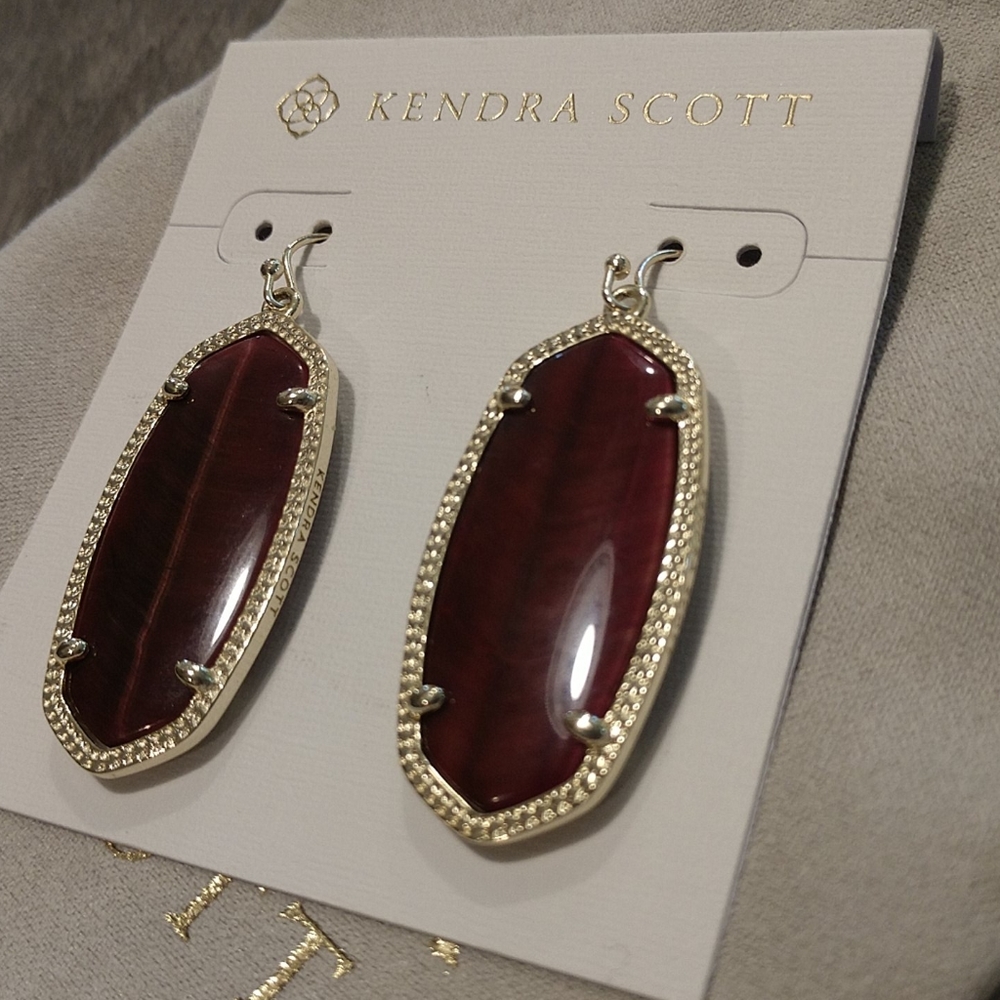 SEND ANY OFFER ❤️ Kendra Scott Bordeaux Tiger's Eye Elles - Picture 5 of 6